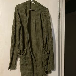 Olive green waffle cardigan